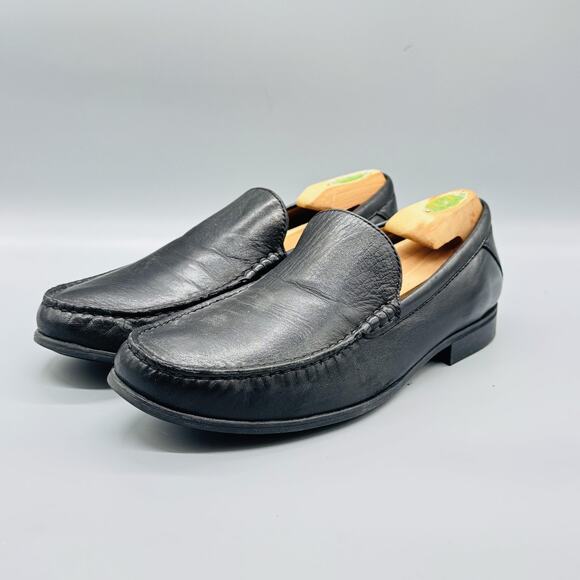 Johnston & Murphy Shoes Mens 10 Black Leather Slip On Loafers Dress Sheepskin - Picture 3 of 10